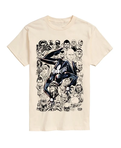 Airwaves Men's Spider-Man Lineart Characters Short-Sleeve Graphic T-Shirt