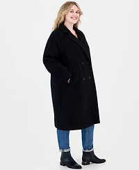 Calvin Klein Plus Double-Breasted Wool-Blend Notch Collar Coat
