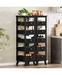 Tribesigns 5-Tier Narrow Snack Stand Kitchen Stand Fruit Basket Set of 2,Wood Fruit and Vegetable Storage Rack