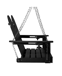 WestinTrends 4ft Outdoor Hdpe Poly Farmhouse Hanging Porch Swing With Cup Holders