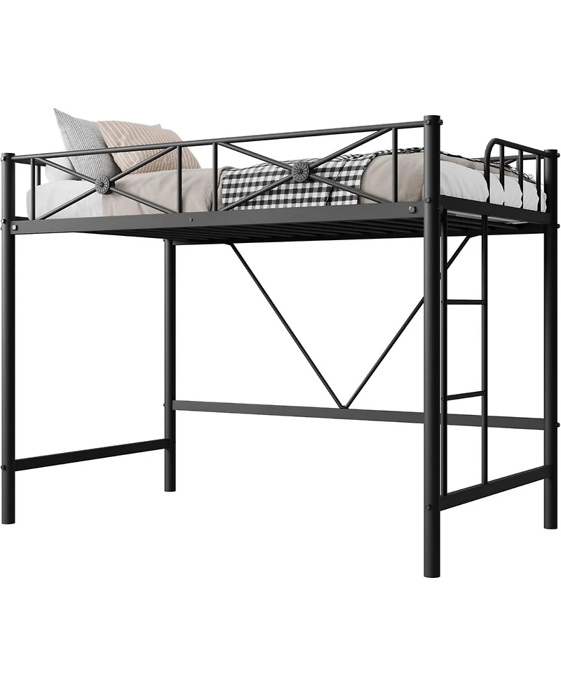 gaomon Metal Loft Bed , Modern Heavy Duty Loftbeds with Safety Guard Rails And Space-Saving Design