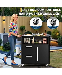 Xo Heavy Duty Grill Cart, Outdoor Grill Table with Storage Cabinet and Drawers for Lawn and Garden