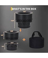 Xo 19 Inch Outdoor Wood Burning Fire Pit, Cold Rolled Steel Smokeless Fire Pit with Waterproof Storage Bag