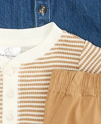 First Impressions Baby Boys' 3M-24M Chambray Shirt, Striped Henley Bodysuit and Pants, 3-Piece Set, Macy's Exclusive
