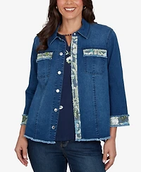 Alfred Dunner Petite Indigo Girls Sequin Embellished Stretch Denim Jacket