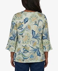 Alfred Dunner Petite Indigo Girls Bold Meadow Floral Knit Top