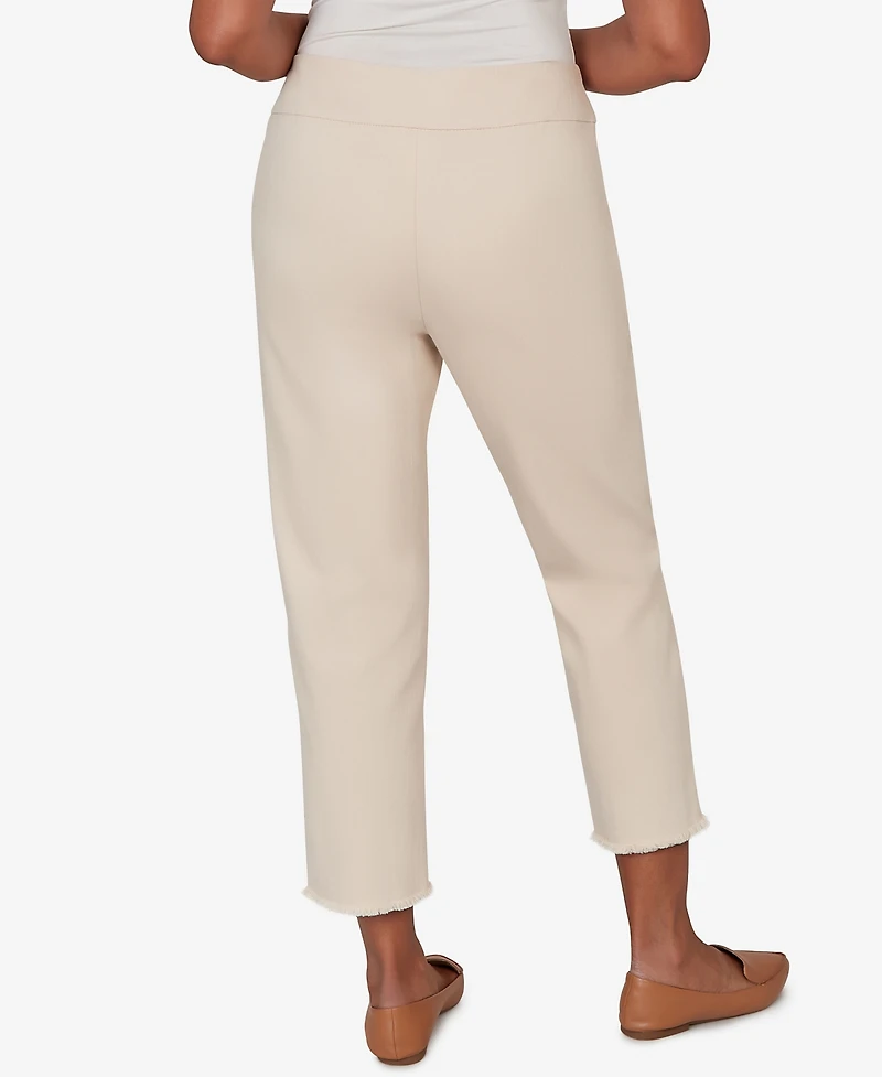 Alfred Dunner Petite Camden Market Tonal Floral Applique Ankle Pants