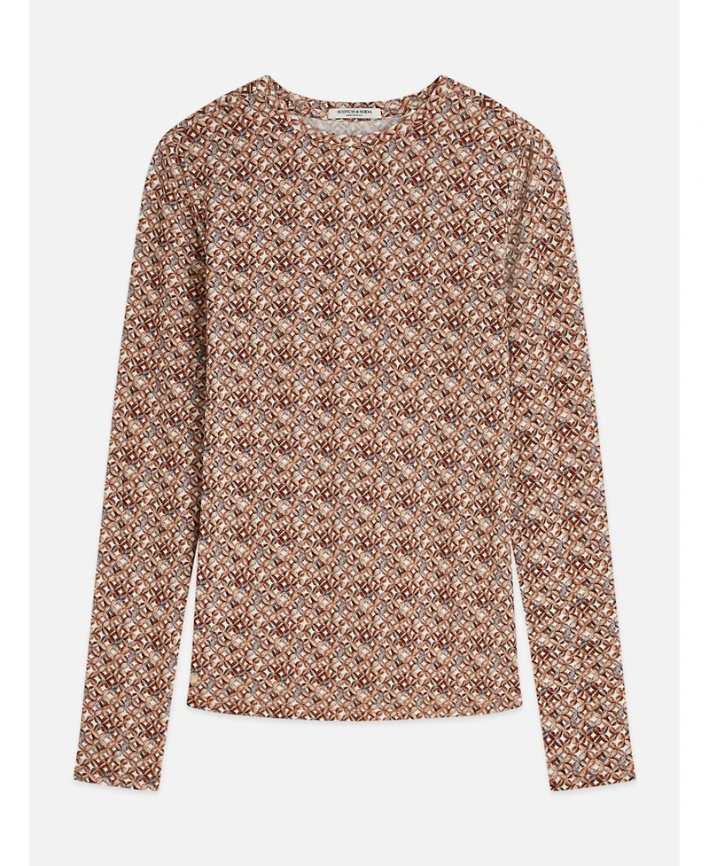 Scotch & Soda Women's and Tops Tees Printed Long Sleeve T-Shirt
