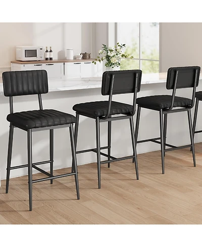 Homfan 4/6/8 pcs cushioned bar stools with back, footrest, and sturdy metal legs-perfect for kitchen islands counters.