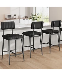 Homfan 4/6/8 pcs cushioned bar stools with back, footrest, and sturdy metal legs-perfect for kitchen islands counters.
