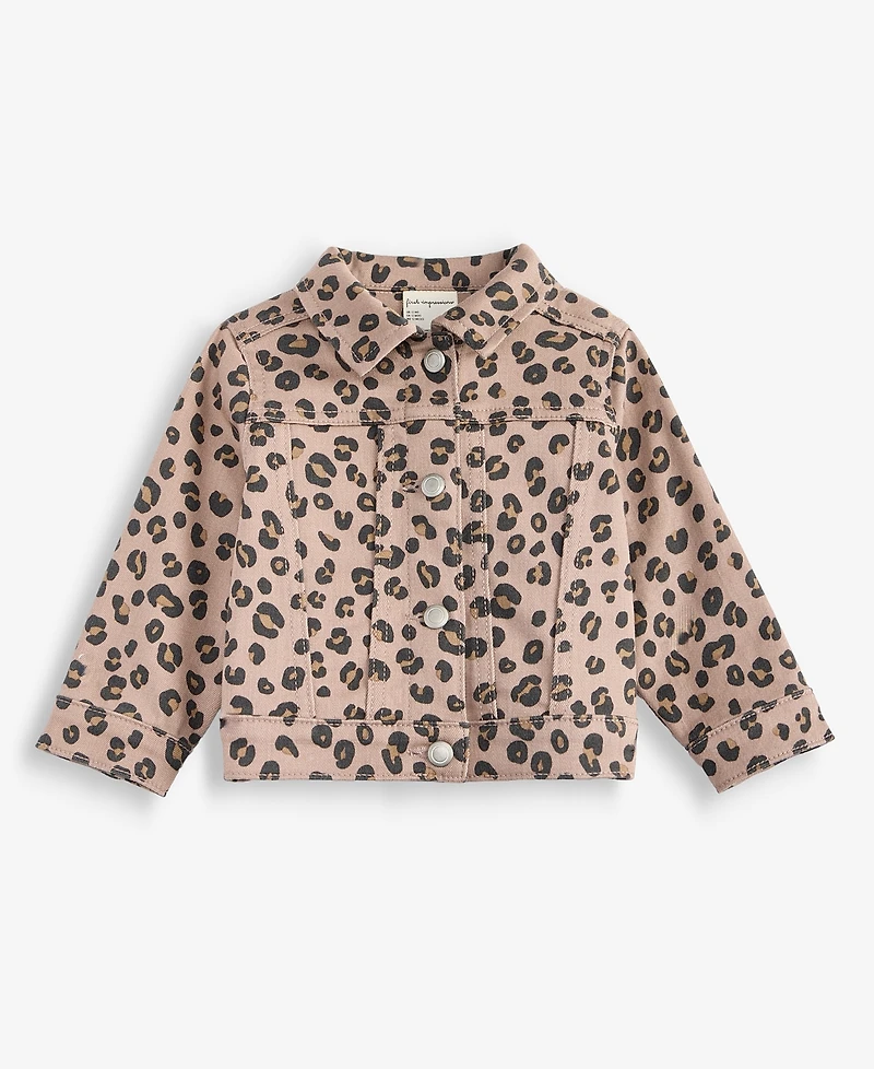 First Impressions Baby Girls' 3M-24M Leopard-Print Denim Jacket, Macy's Exclusive