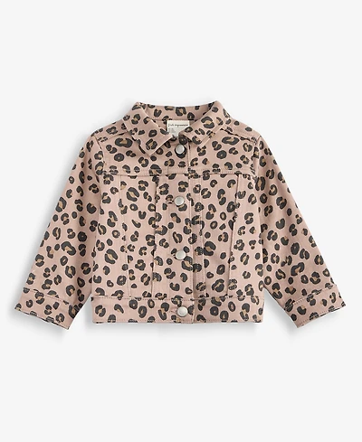 First Impressions Baby Girls' 3M-24M Leopard-Print Denim Jacket, Macy's Exclusive