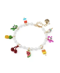 Betsey Johnson Faux Imitation Pearl Spooky Summer Mixed Charm Bracelet