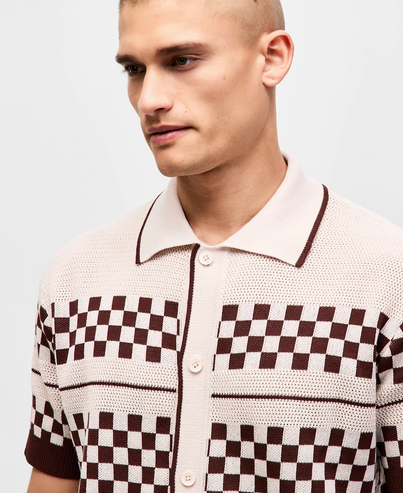 Mode of One Men's Relaxed-Fit Check Short-Sleeve Button-Down Shirt, Macy's Exclusive