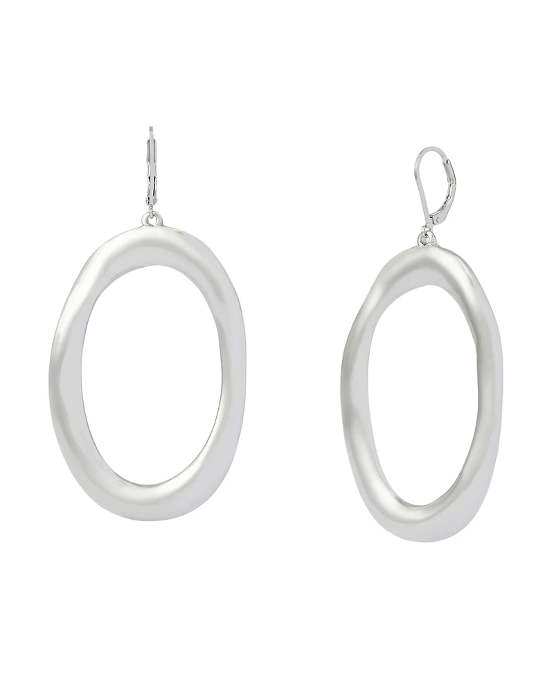 Robert Lee Morris Soho Rhodium Sculpted Oval Drop Earrings