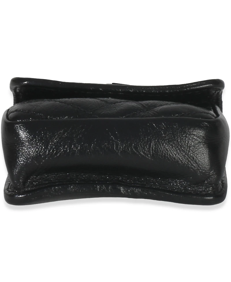 Pre-Owned Saint Laurent Black Crinkled Calfskin Matelasse Micro Niki Airpods Case