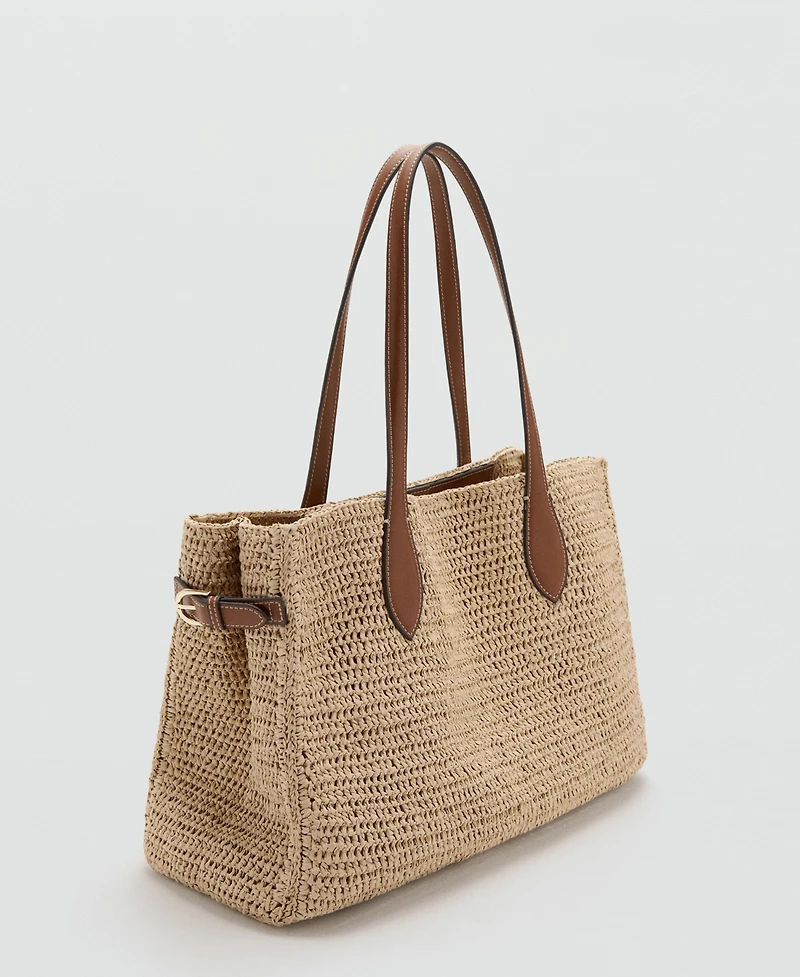 Mango Women's Natural-Fiber Tote Bag