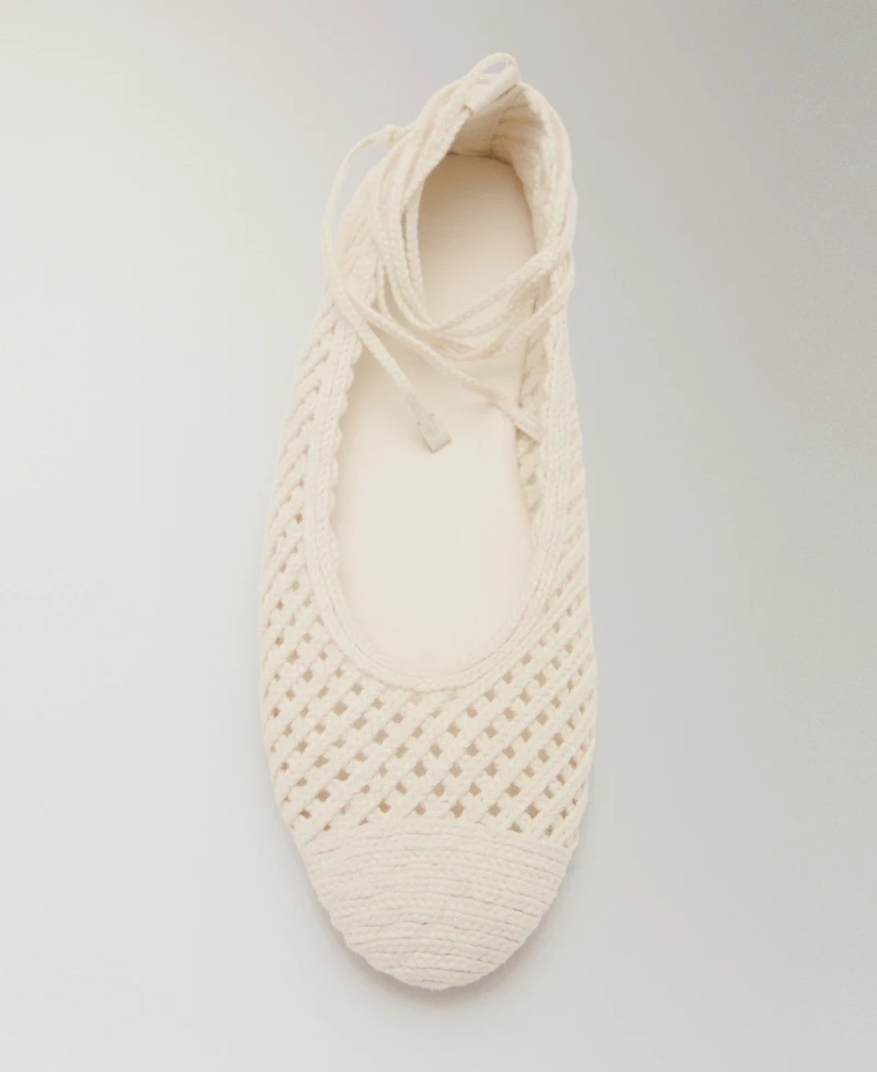 Mango Women's Straps Knit Ballet Flats