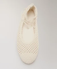 Mango Women's Straps Knit Ballet Flats