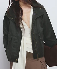 Mango Women's Pockets Funnel Neck Parka Jacket