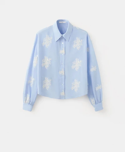 Mango Women's Floral Embroidered Shirt