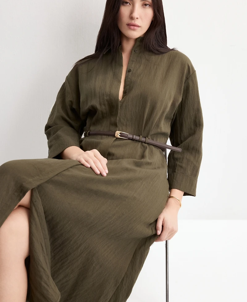 Mango Women's Lyocell Belted Shirt Dress