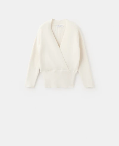Mango Women's V-Neck Ribbed Knit Sweater