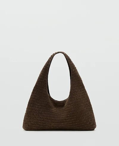 Mango Women's Braided Leather Shoulder Bag