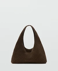Mango Women's Braided Leather Shoulder Bag