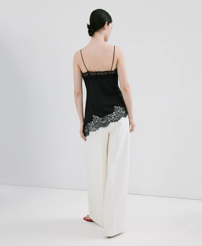 Mango Women's Asymmetrical Lace Lingerie Top