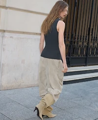 Mango Women's Slit Ribbed Top