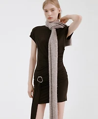 Mango Women's Ruched Bodice Brooch Dress