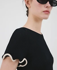 Mango Women's Contrasting Trim Peplum Sweater