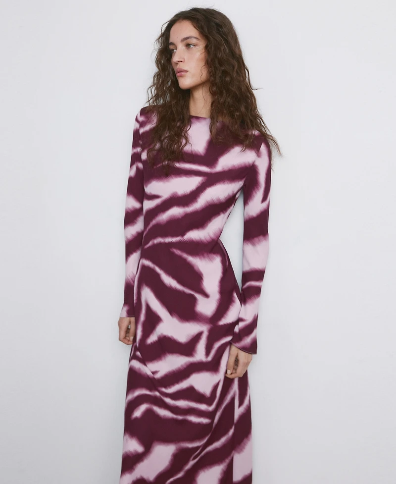 Mango Women's A-Line Animal-Print Dress