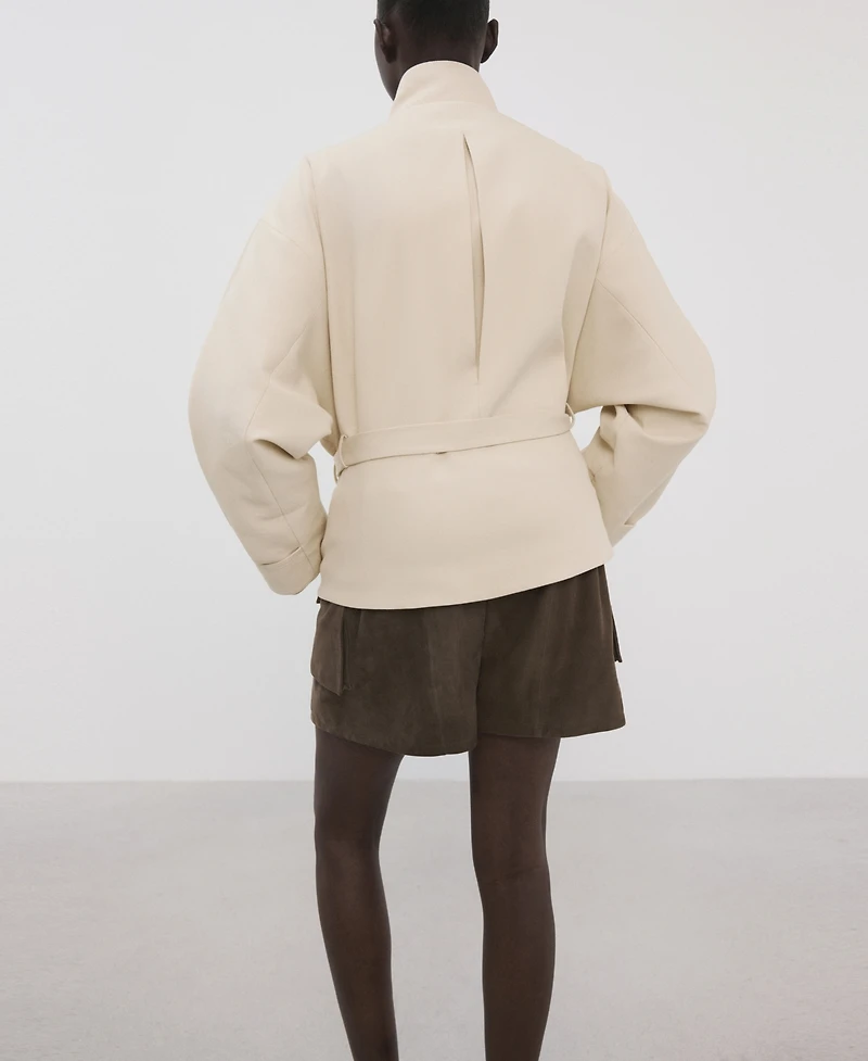 Mango Women's High Neck Belted Jacket