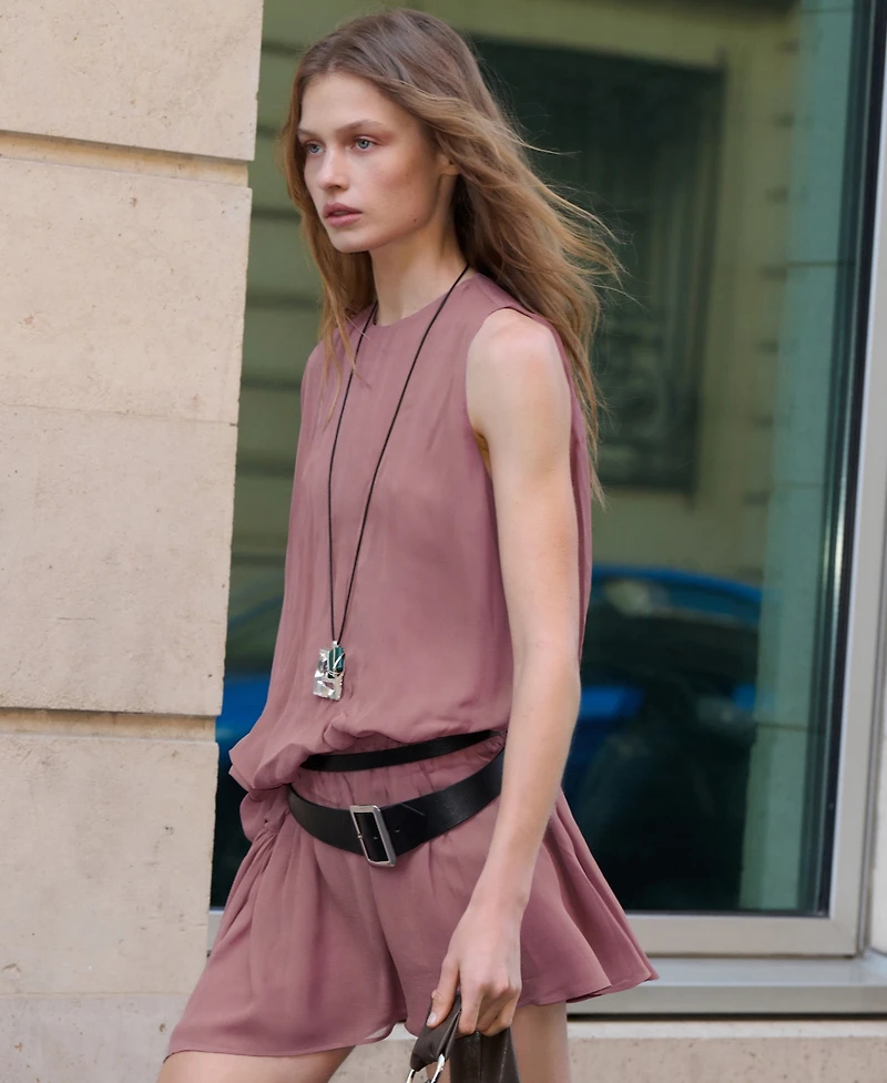 Mango Women's Asymmetrical Sleeve Ruffled Dress