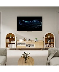 Streamdale Furniture Set of 2 Arched 3-Tier Wooden Bookshelves