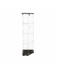 Streamdale Furniture 5-Sided Tempered Glass Corner Display Cabinet with Led Lights and Locks