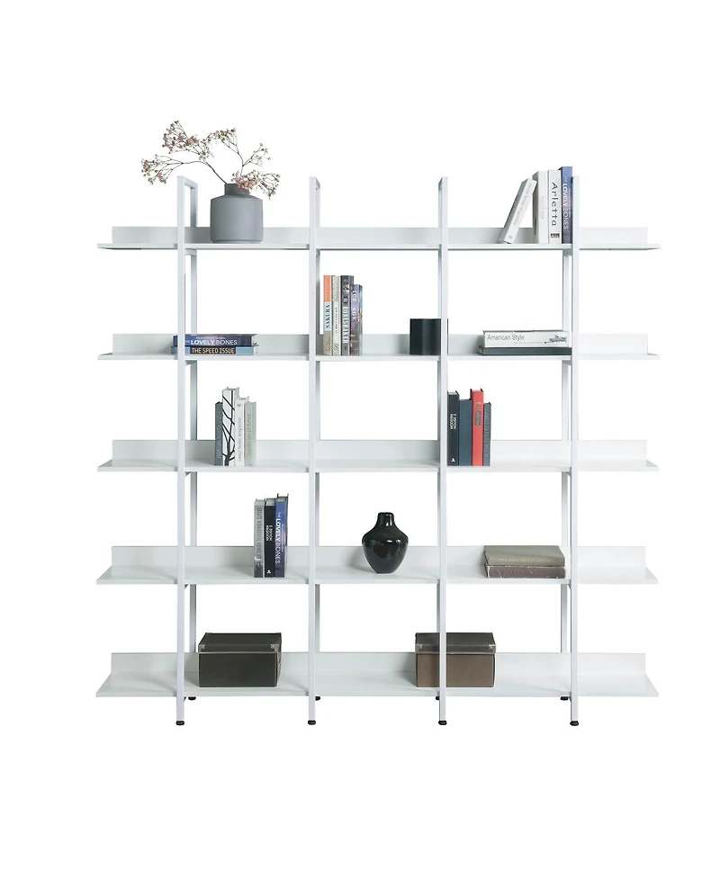 Streamdale Furniture 5-Tier Vintage Industrial Open Bookshelf with Metal Frame