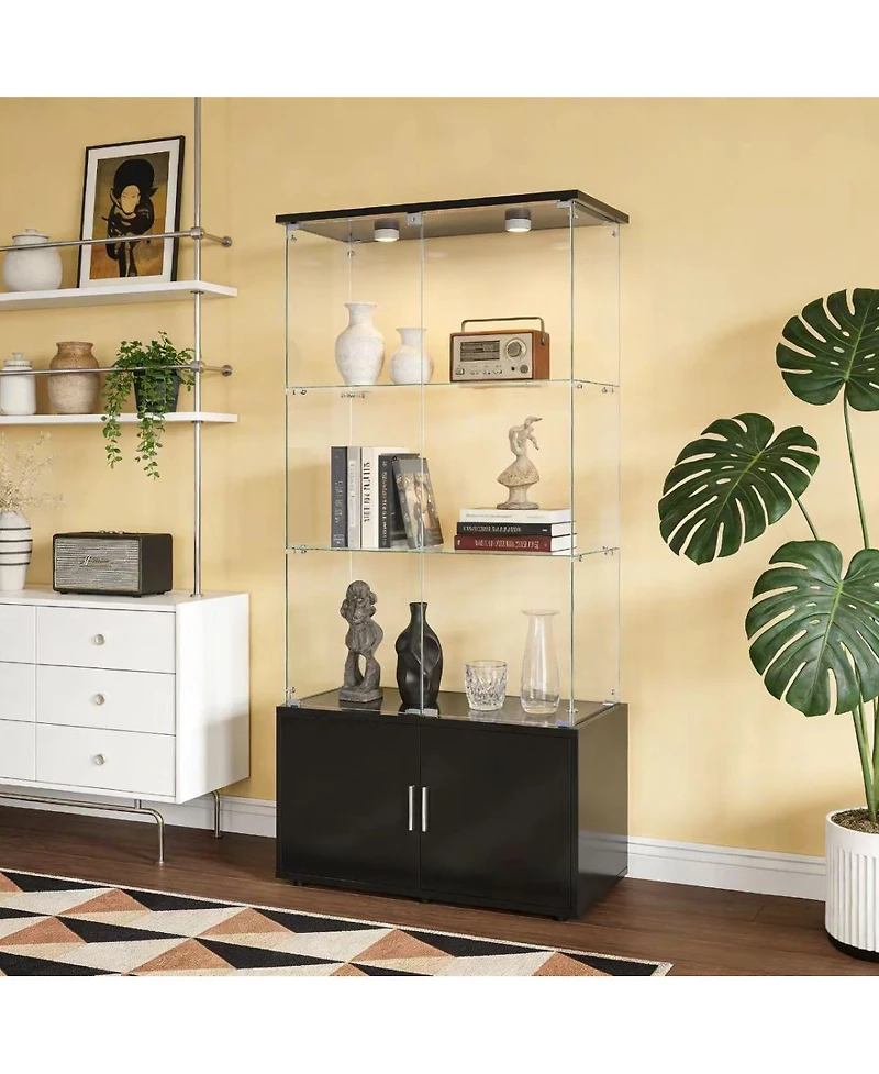 Streamdale Furniture 4-Layer Double-Door Storage Cabinet with Remote Led Lights