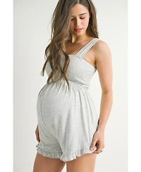 Hello Miz Maternity Smocked Square Neck Sleeveless Romper with Wide Straps