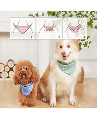 Aronkl Polka Dots Dog Bandanas Soft Cotton Adjustable Washable for Pets