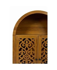 Streamdale Furniture Hand-Carved Solid Wood Arched Storage Cabinet with Open Shelf