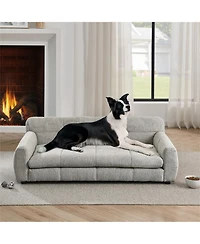 Clihome Large Dog Sofa Comfortable Pet Couch with High Back and Armrests for Big Oversized Dogs