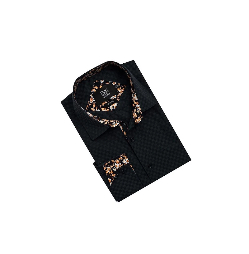 Elie Balleh Men's Slim Fit Jacquard Dot Button-Down Shirt