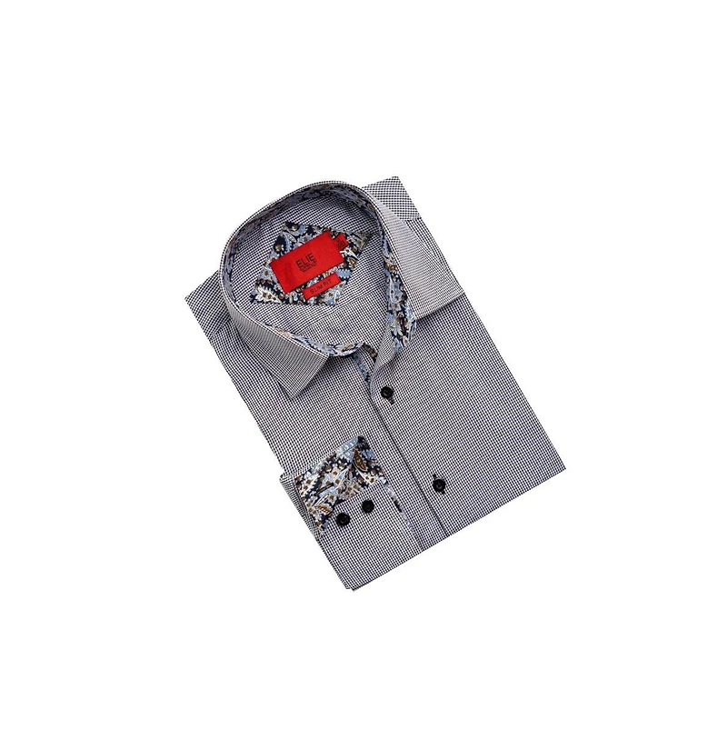 Elie Balleh Men's Slim Fit Houndstooth Dress Shirt
