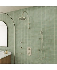Casainc 3-Function Vintage Thermostatic Rainfall Shower System with Rainfall Head, Hand Shower and Body Jets
