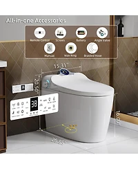 Casainc Ada Height Smart Commode with Foot Sensor, Led Display, Heated Seat, Night Light, Auto Flush