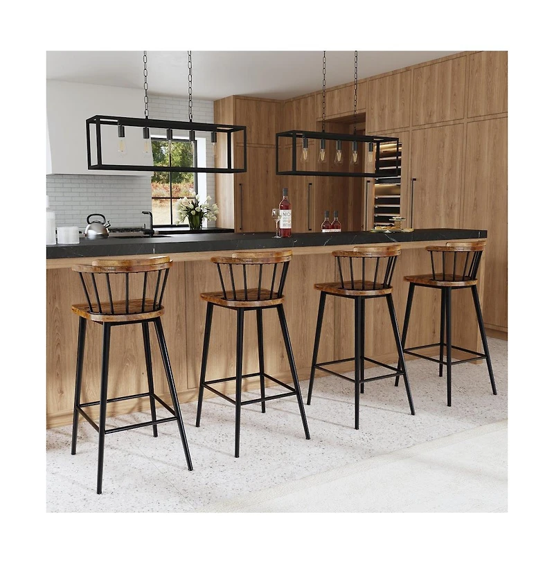 Butler Specialty Merrick Wood and Iron Spindle Bar Stool