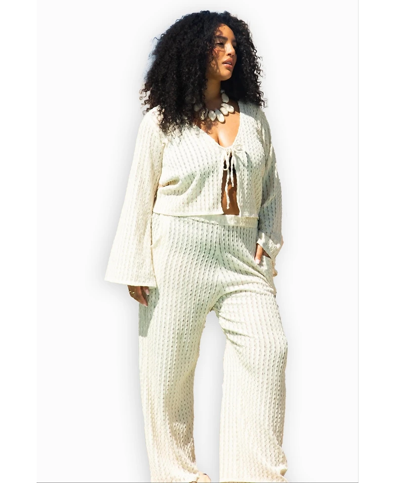 Fashion-szn Curve Women's Wide Leg Crochet Resort Pants